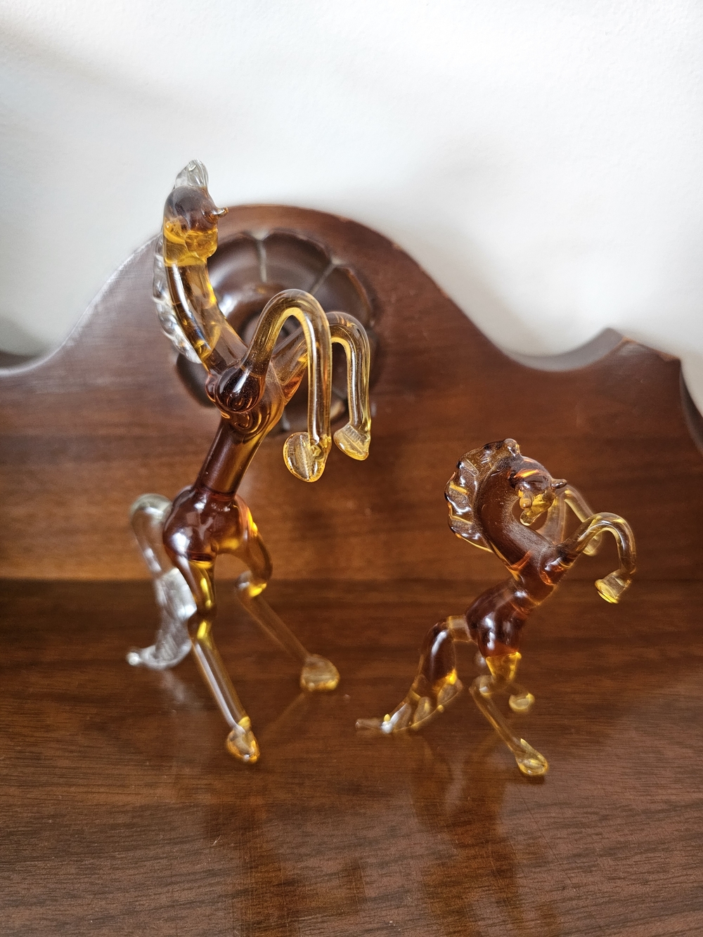 Hand Blown Amber Glass Horse Sculptures